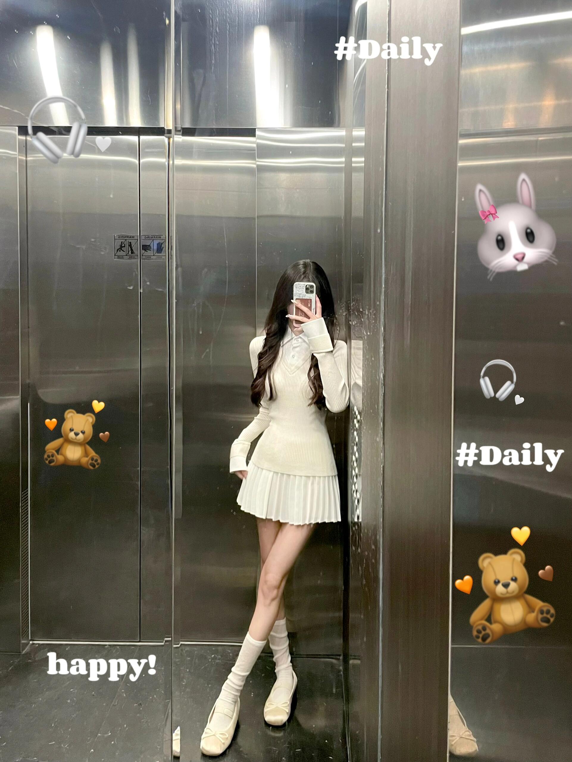 【书生气】千金学院风假两件针织衫半身裙设计感套装打底衫内搭外穿