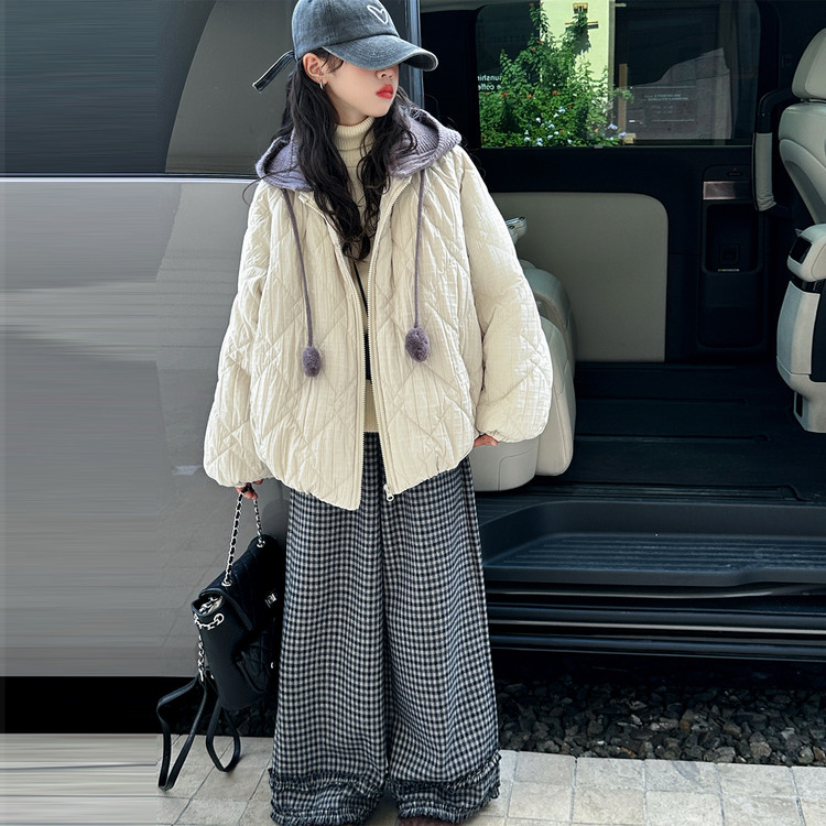 女童加厚保暖棉服2025冬新款中大童女孩时尚洋气百搭夹棉棉衣外套