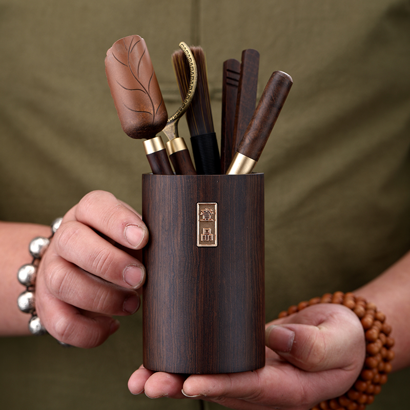 茶道六君子套装黑檀木实木茶具配件茶夹茶针茶勺泡茶工具功夫茶具