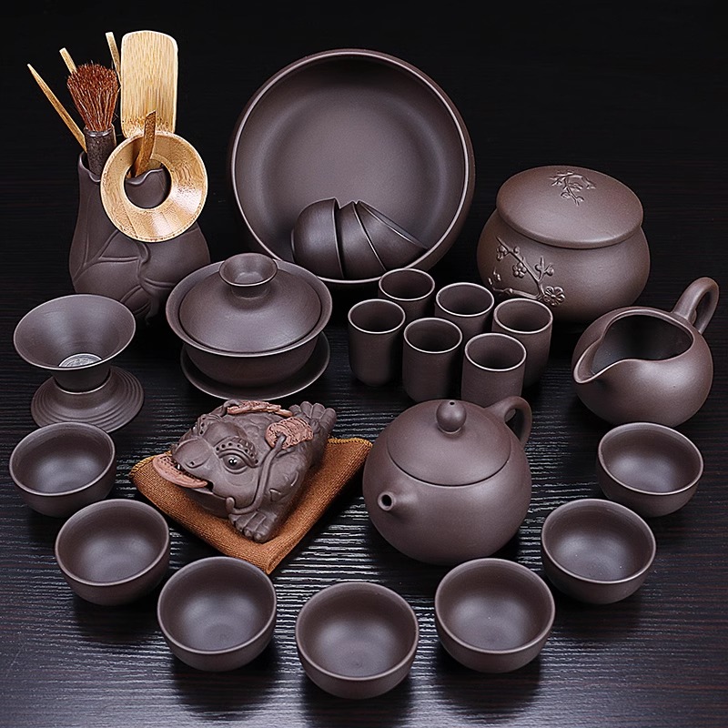 中式家用办公室会客泡茶紫砂功夫茶具陶瓷茶壶茶杯茶道礼品茶具
