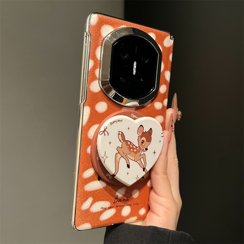 适用华为MateX7手机壳ins斑纹小鹿磁吸支架mateX6中轴保护mateX5