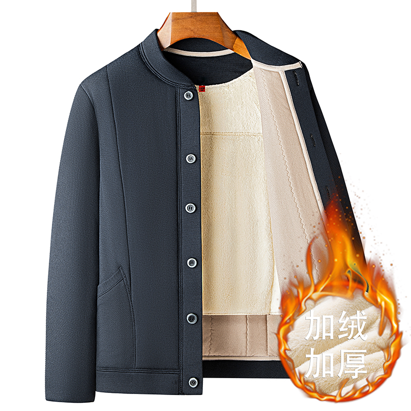 25年新款男士加绒加厚棉服冬季中老年上装保暖轻便爸爸装休闲棉衣