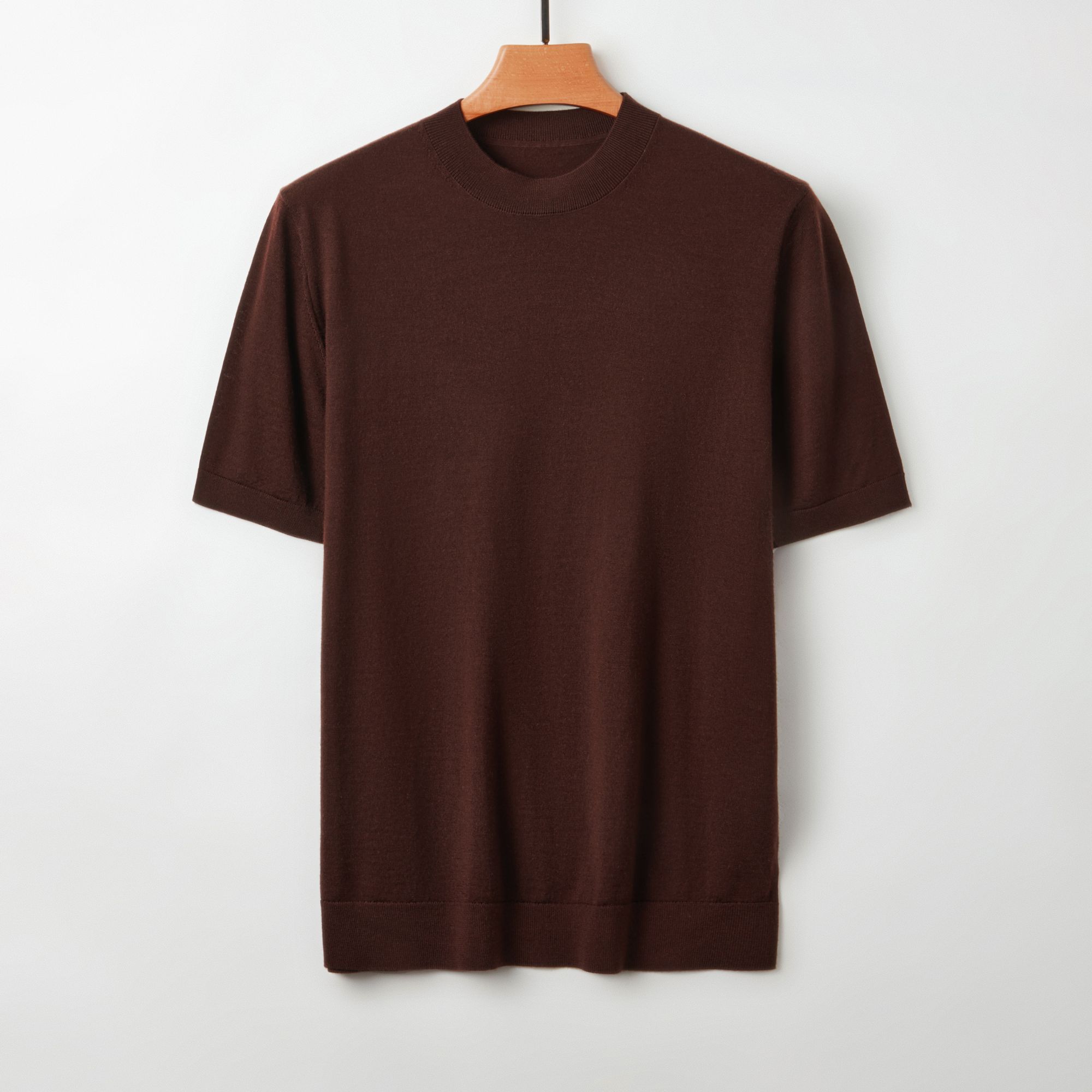 【精品毛衫】【精纺可机洗】圆领美丽诺针织100%绵羊毛羊毛短袖