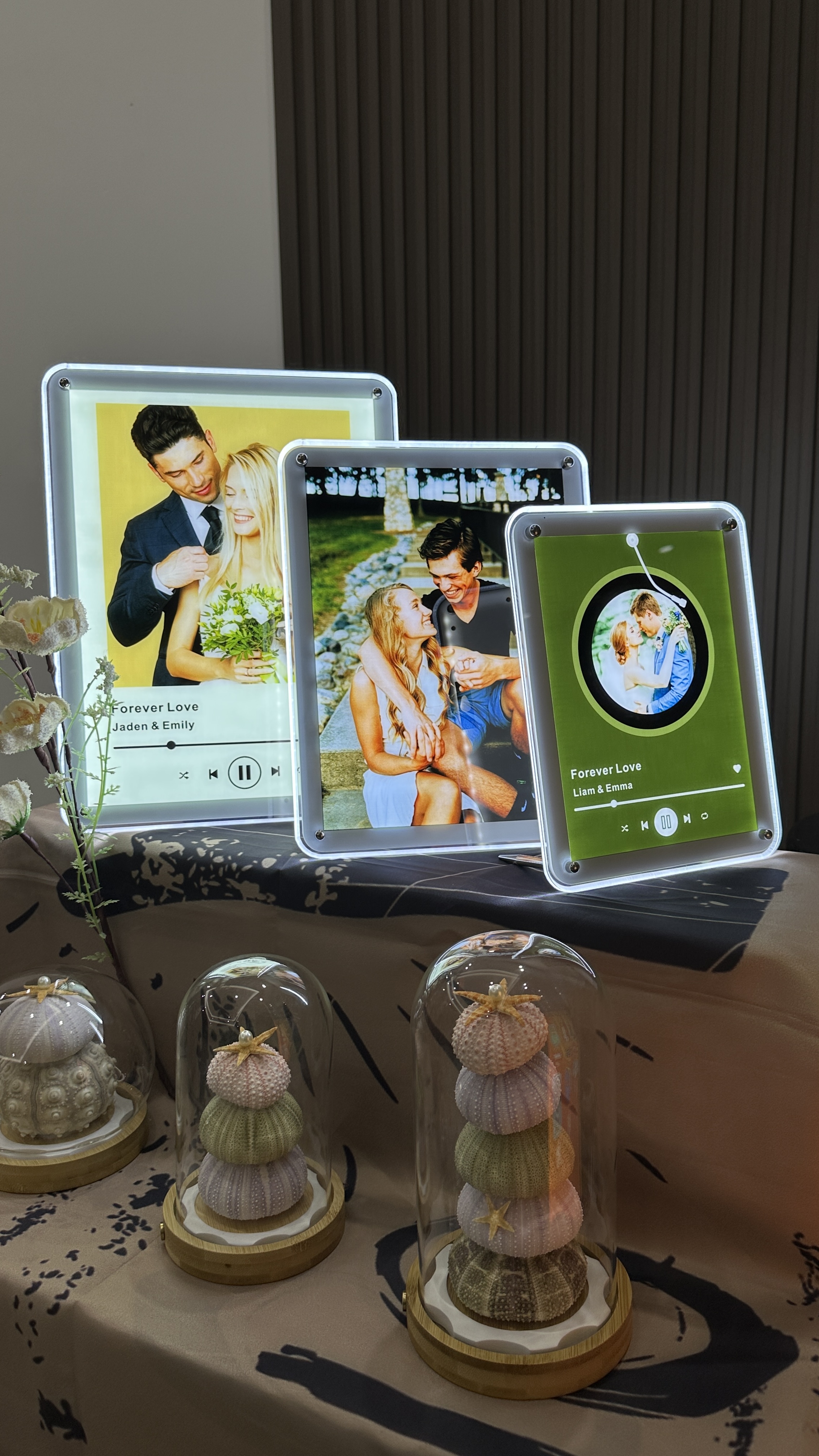 情侣装饰礼物定制氛围夜灯USB灯光水晶相框摆件创意定制画面