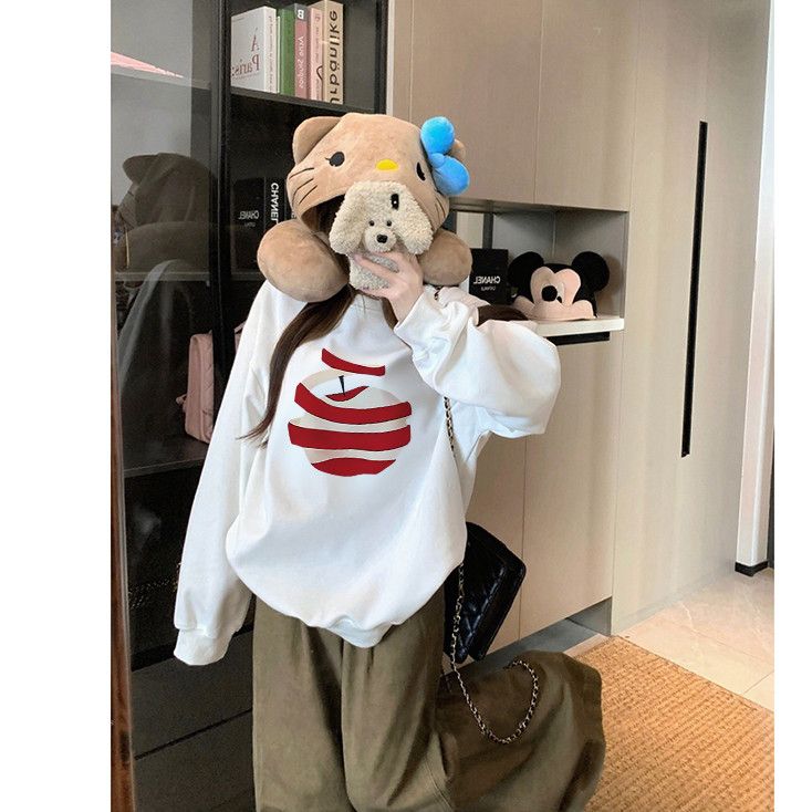 韩版宽松遮肉显瘦纯色休闲卫衣女2025秋季新款简约时尚百搭上衣潮