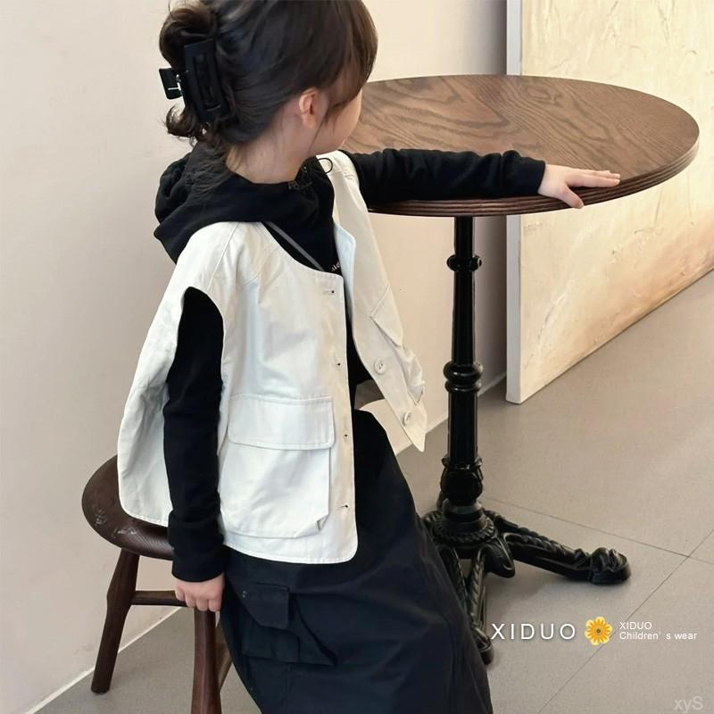 【单排扣韩版店铺坎肩女童秋装23马甲新款热销儿童宝休闲时尚春秋】