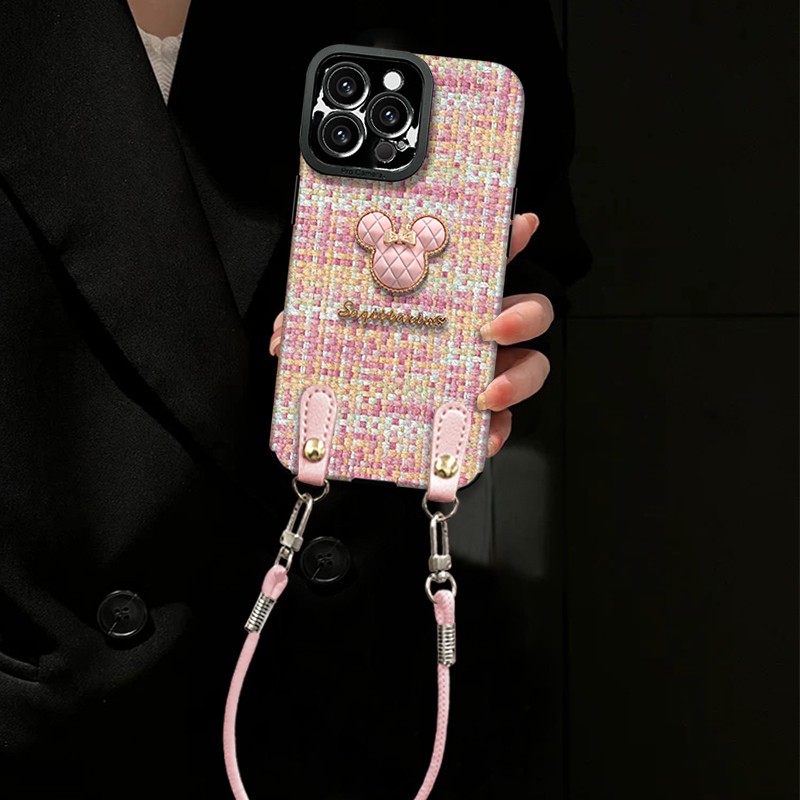 英文米奇适用苹果vivo华为oppo小米iPhone16瞳眼小羊皮手机壳