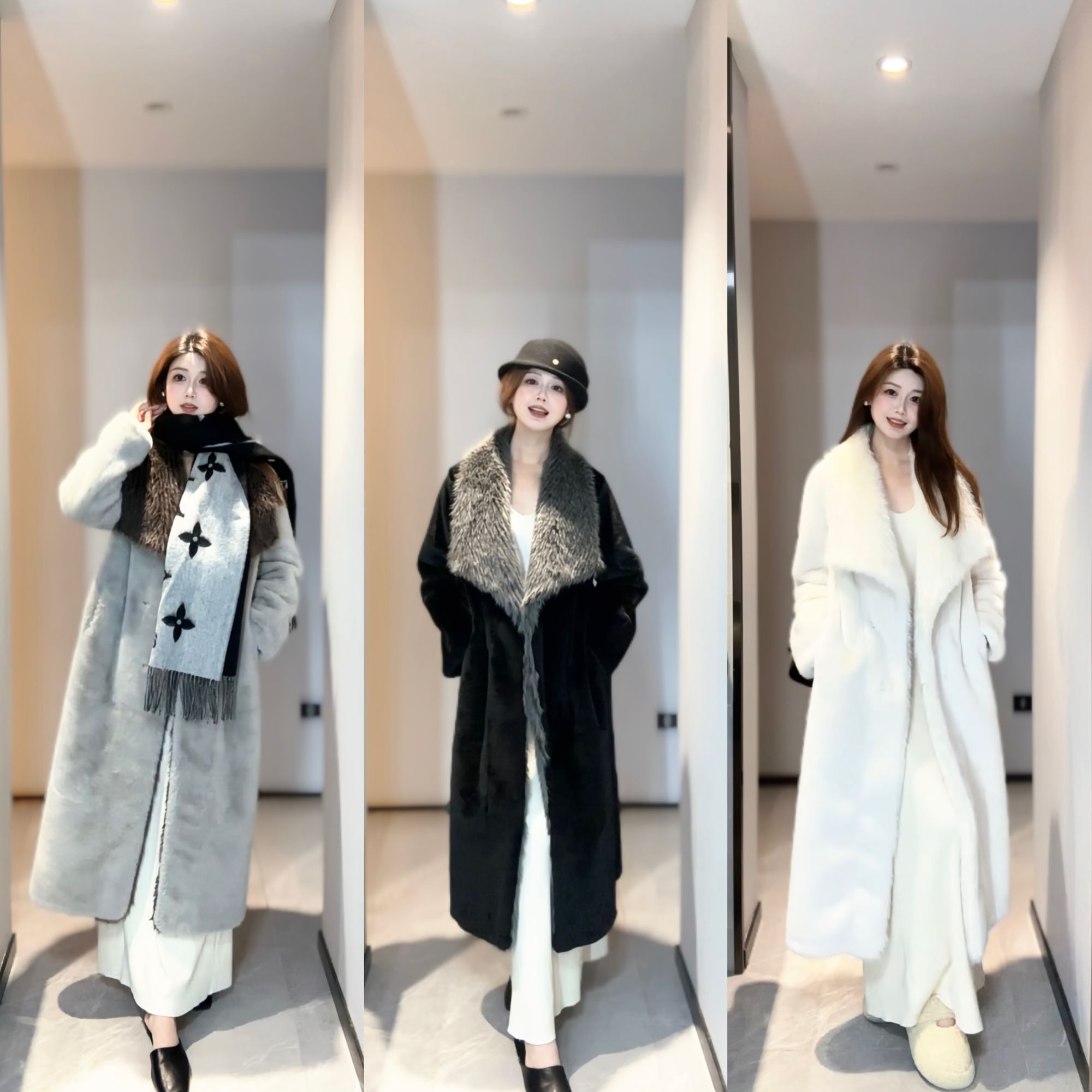 设计师款秋冬设计款欧貂绒外套 大翻领66096