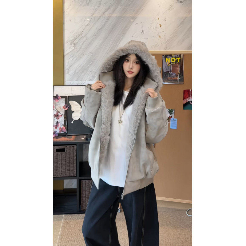 黑色PU皮棉服女2025冬季新款座山雕连帽棉袄男女棉衣加厚情侣外套