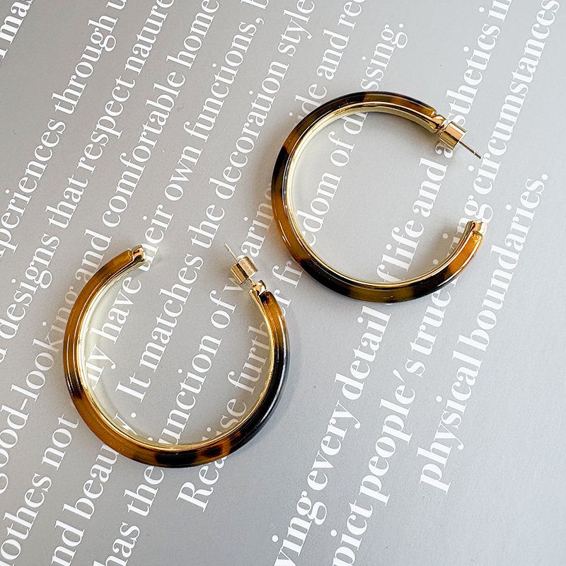 铜合金珐琅耳饰 Say nono【懒猫nono】琥珀色大圈耳环复古耳饰