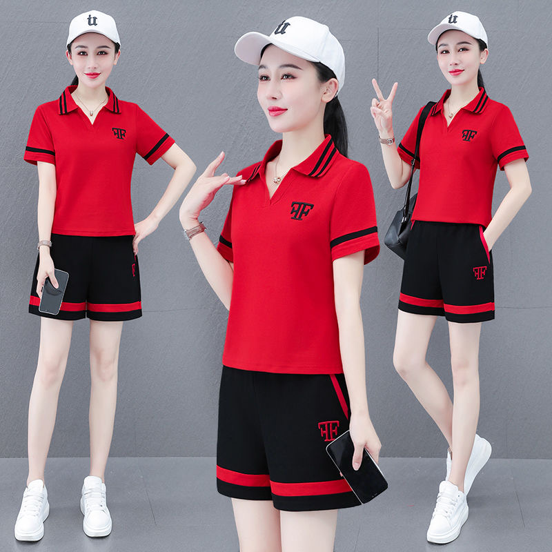 纯棉运动休闲套装女2025新款夏装韩版潮流女士时尚洋气两件套夏季