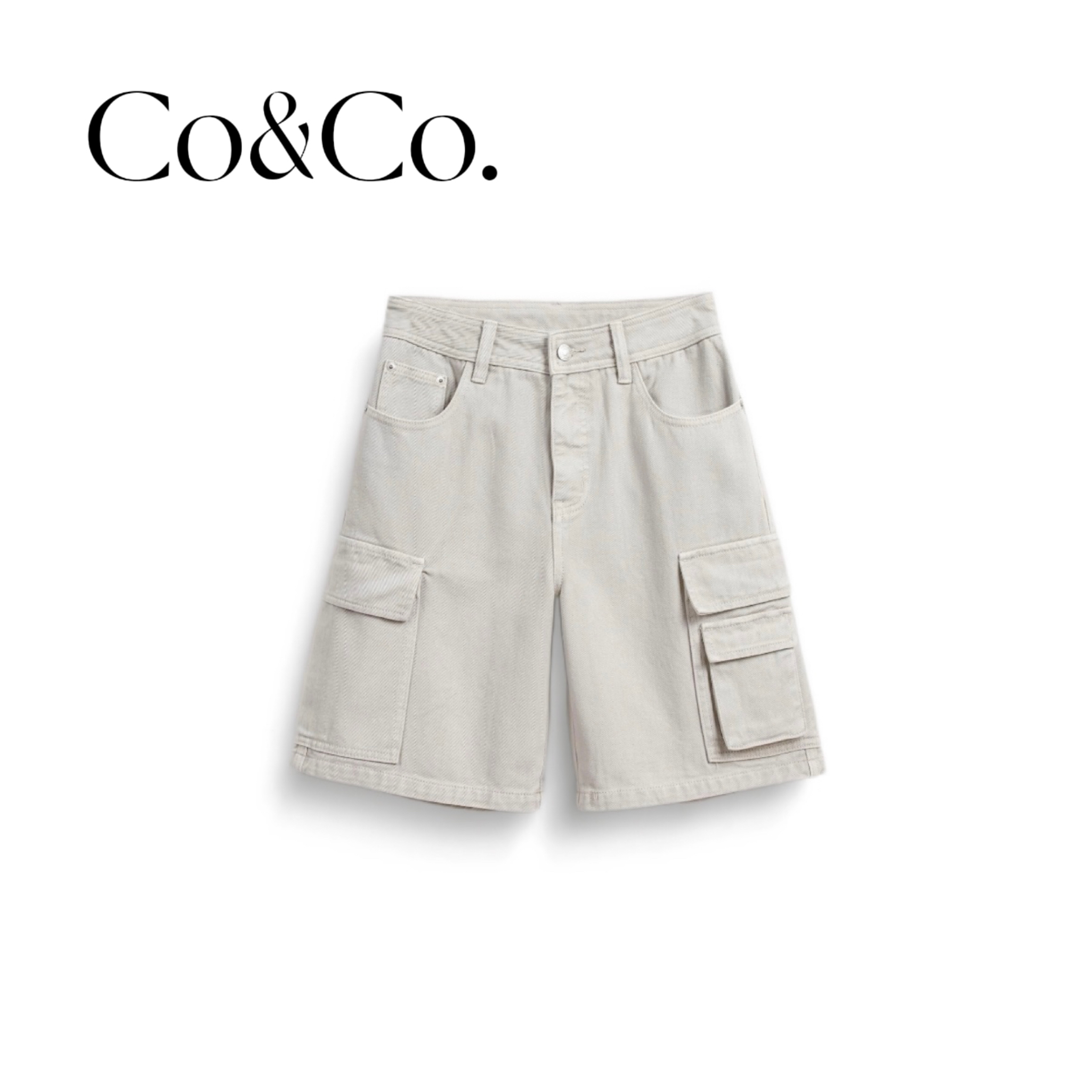 Co&Co.「工装裤袋」大口袋工装设计感宽松显瘦五分牛仔裤短裤女1962