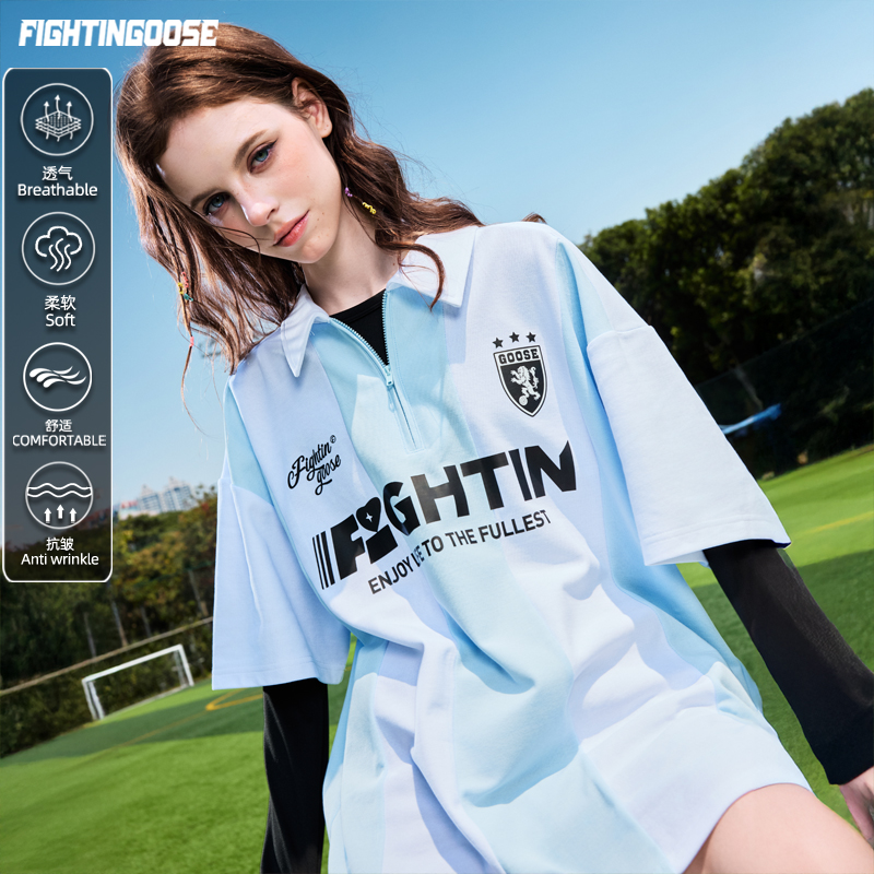 【黄俊捷同款】运动舒适透气丝光棉翻领Polo杉夏季情侣美式高街ins