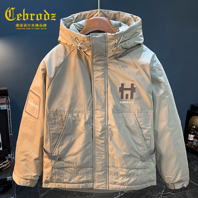 法国Cebrodz羽绒服冬季保暖连帽宽松冲锋衣2025年加厚防风外套男