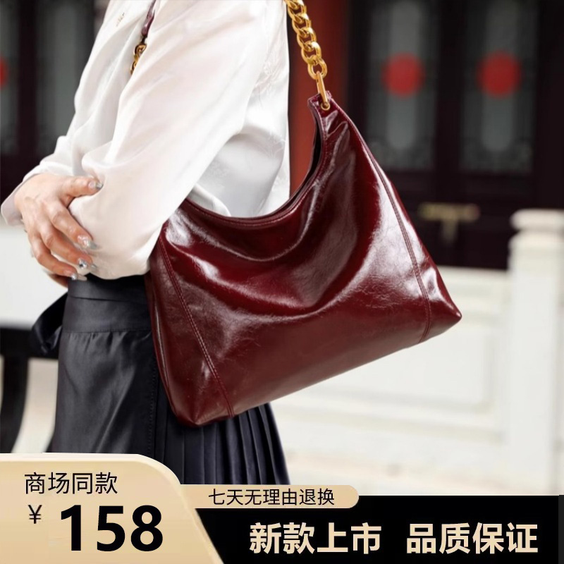 高级感红色婚包单肩托特包包女式2025新款百搭大容量通勤斜挎包