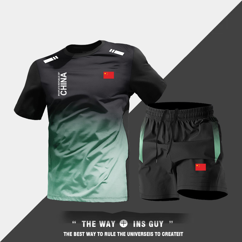 中国队China田径训练服套装体育生速干马拉松比赛服夏男女运动服