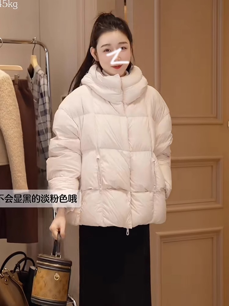 欧纪儿女装鸥同款加厚保暖连帽羽绒棉服棉衣女秋冬小众设计感上衣