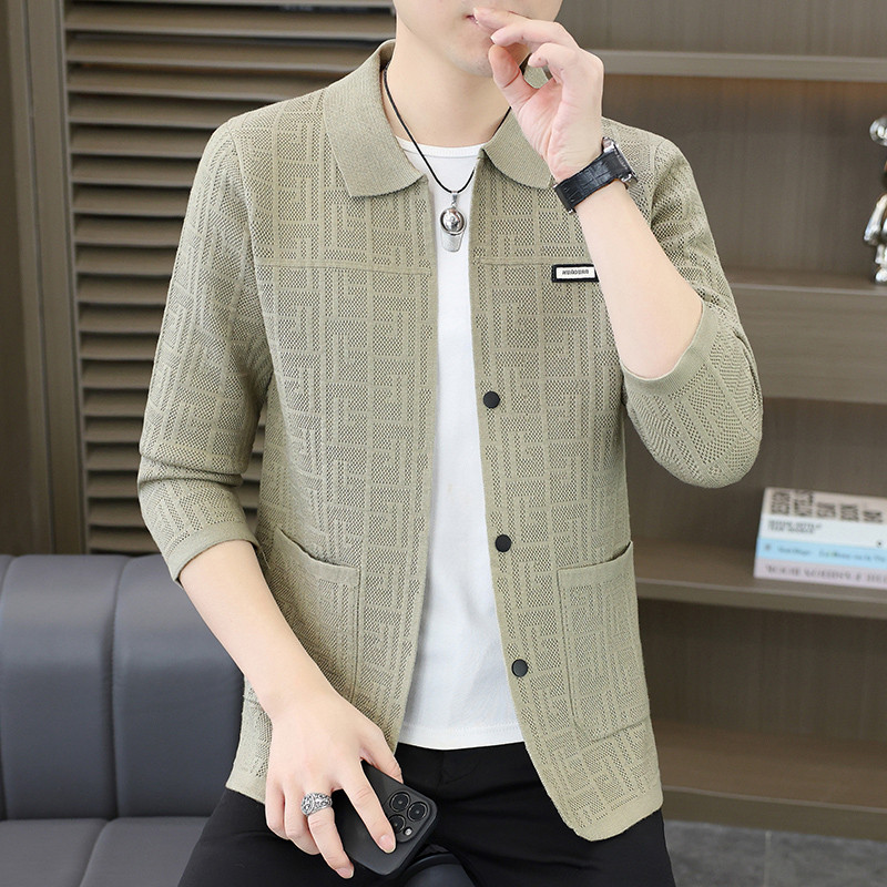 秋季时尚毛衣外套男长袖开衫男士休闲百搭春秋季薄款潮流修身韩版