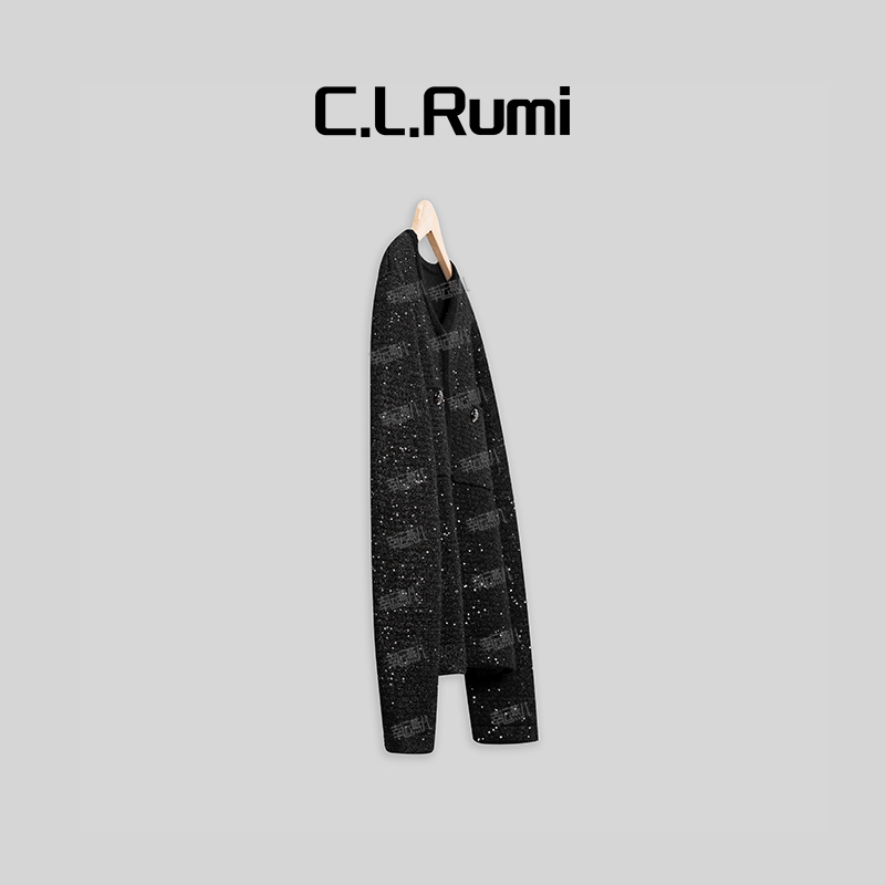 【Rumi精选】“订单款“秋季百搭宽松嵌闪圆领小香外套4649wt