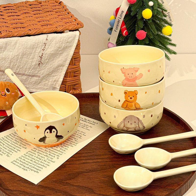 可爱风ins餐具陶瓷釉下彩好看酸奶碗学生家用高颜值可爱米饭碗X