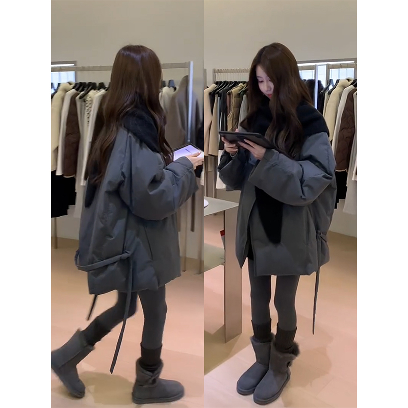 INS CEC韩系高级灰棉服外套女秋冬新款加厚保暖宽松面包服棉衣