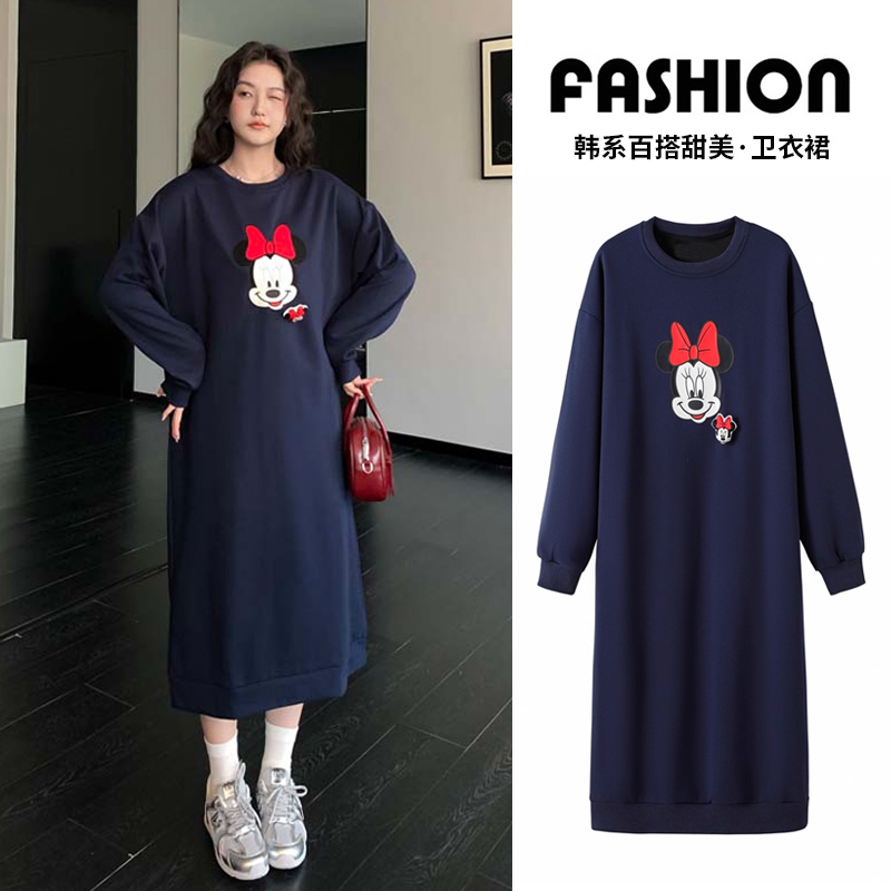 孕妇连衣裙2025秋冬季韩版新款时尚宽松中长秋冬款加绒加厚卫衣裙