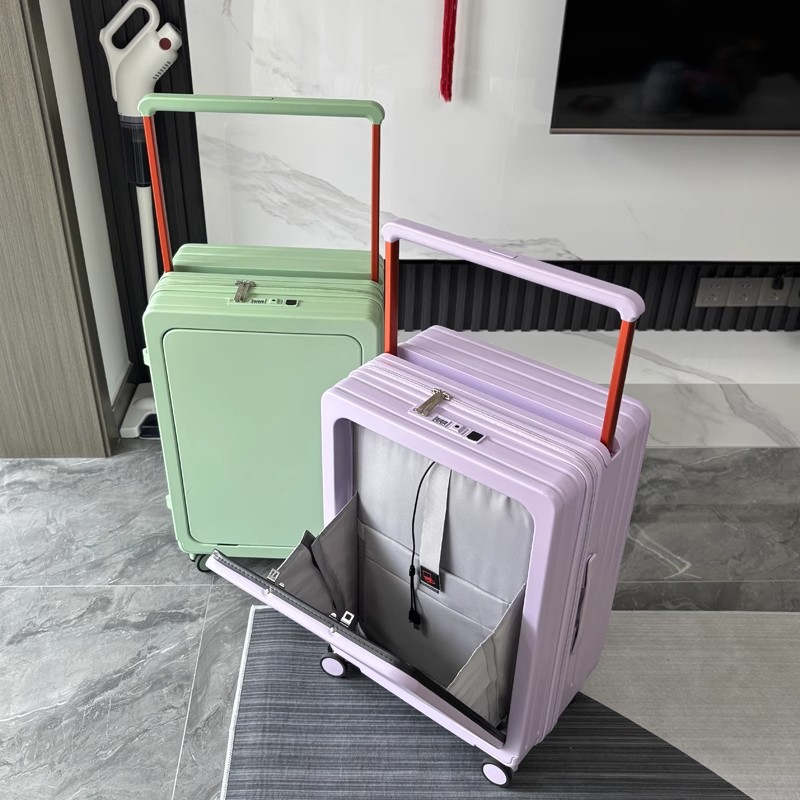 前开盖宽拉杆多功能行李箱20寸抗摔登机旅行密码箱24万向轮拉杆箱