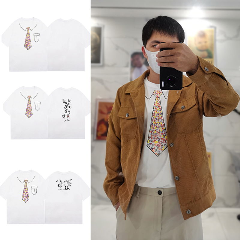 100%纯棉重磅打底短袖假领带情怀T恤龙的传人神鸟凤凰图香港电影