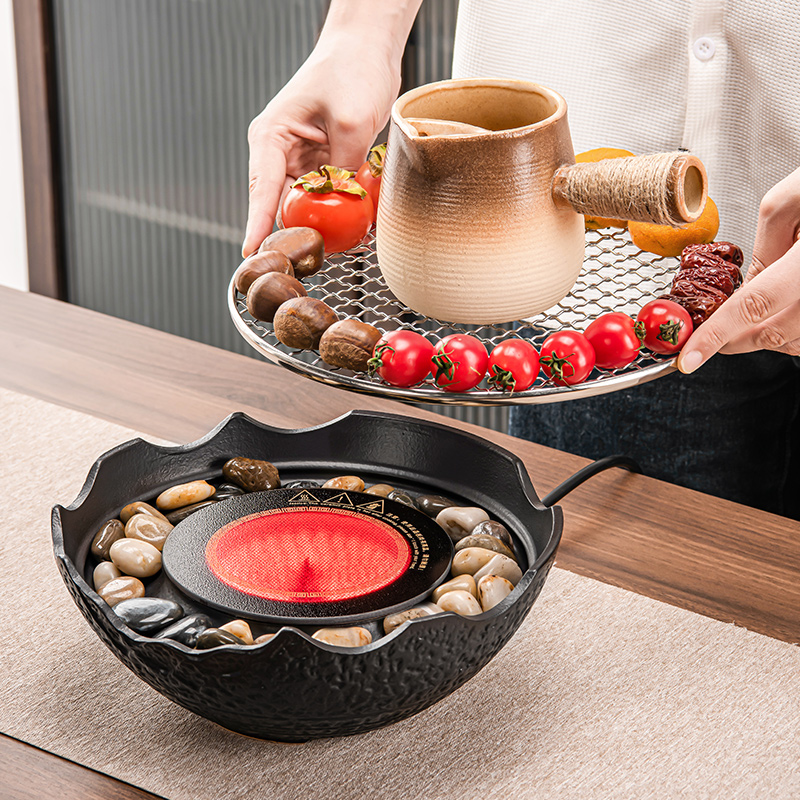 新款电陶炉围炉煮茶器具全套玻璃加厚过滤茶壶家用侧把壶罐罐烤奶