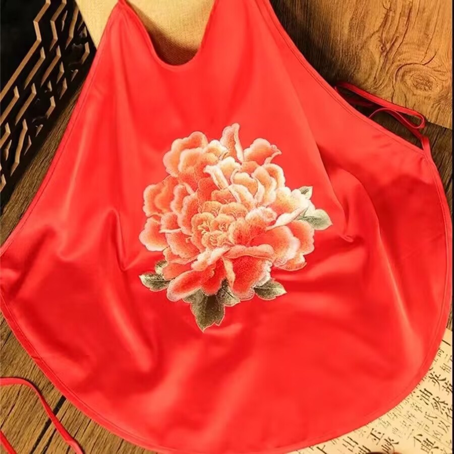 苏绣刺绣夏季系带肚兜睡衣新款冰丝绣花古风性感吊带挂脖套装