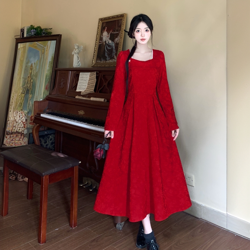 大码女装敬酒服2025年新款新娘酒红色宴会连衣裙订婚礼服新婚裙子