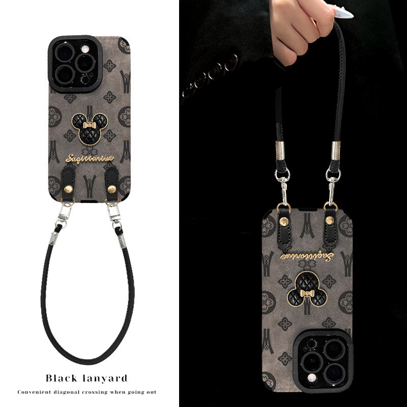 适用立体米奇公仔于苹果15华为vivo/oppo小米iPhone翻毛皮手机壳