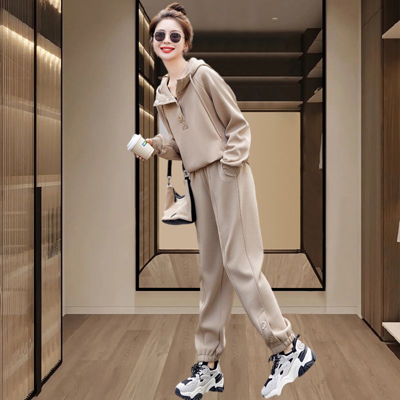 时尚运动套装女2025秋冬新款ins洋气宽松卫衣冬季胖mm春秋两件套