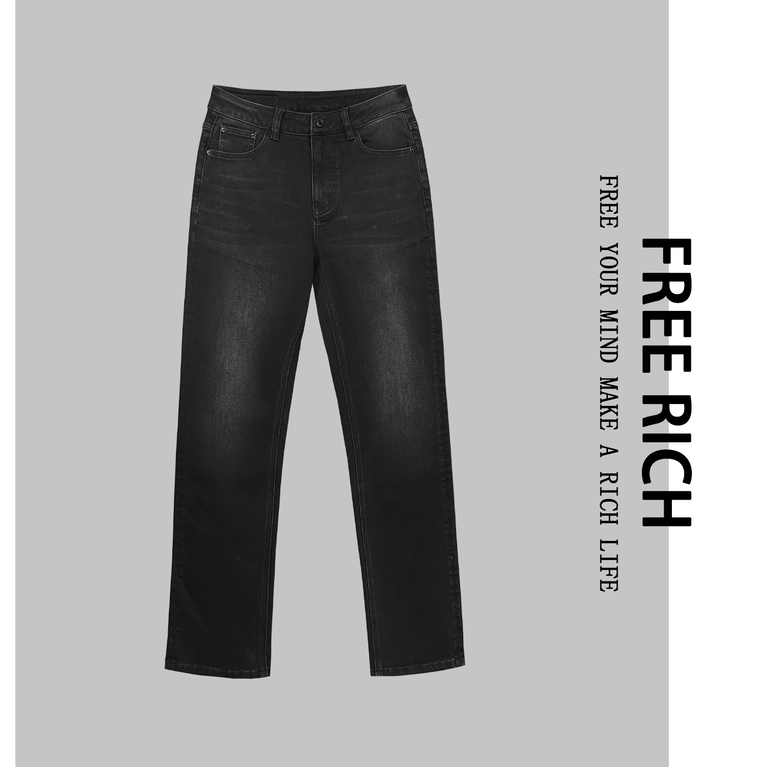 FREE RICH法棍裤/显瘦高级感小直筒长裤女法棍直筒女裤