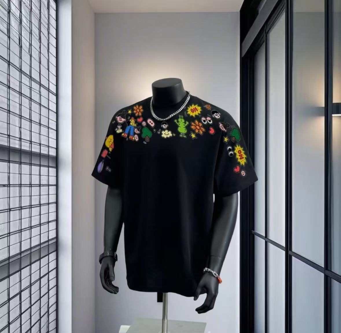 2025夏季新款韩版正肩短袖T恤男士上衣潮流圆领修身百搭欧若风t恤