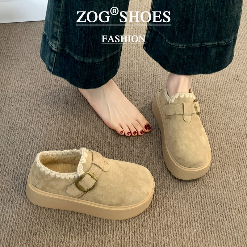 新百伦厚底加绒勃肯鞋女2025新款秋冬季豆豆鞋保暖雪地靴低帮棉鞋