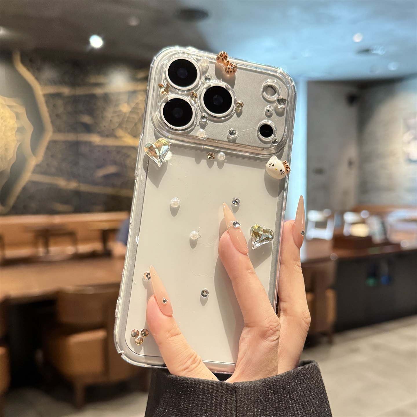 适用苹果17promax高级感可爱手机壳新款苹果17pro立体钻石爱心女