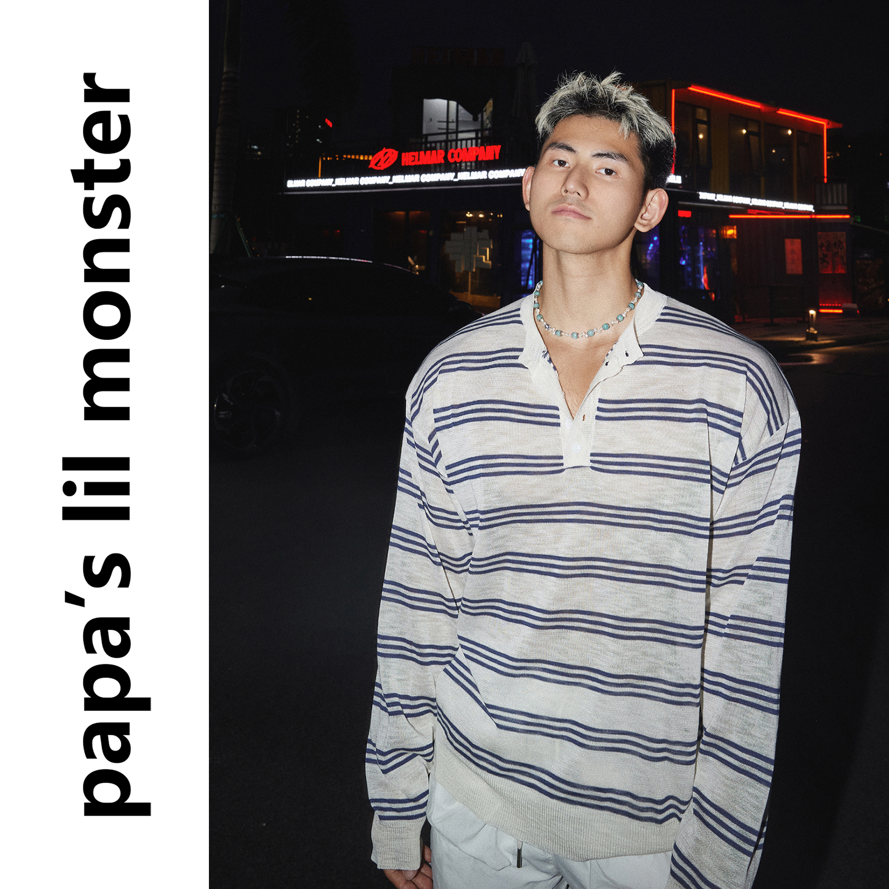 PAPASLILMONSTER【原创】慵懒肌理 夏日薄款宽松度假条纹长袖T恤