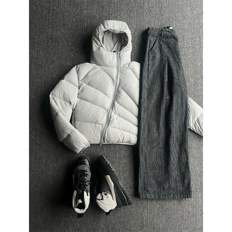 KREATE放射线解构斜拉链连帽排骨棉服男款冬季设计高级感灰色外套