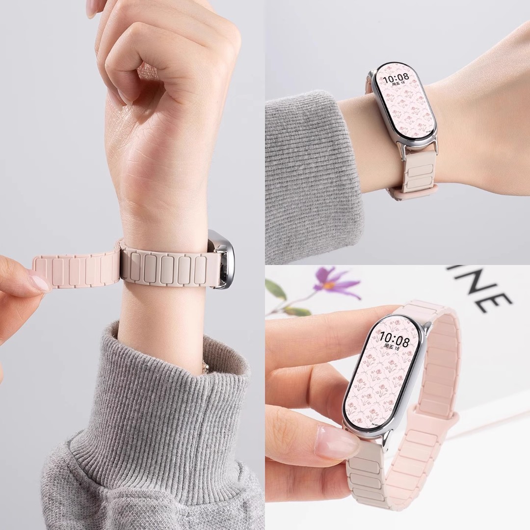 适用小米手环10表带小米手环9/8表带智能nfc工装硅胶运动磁吸腕带