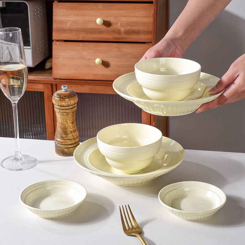 法式碗盘家用2025新款高颜值碗碟碗筷乔迁釉下彩陶瓷餐具饭碗菜盘