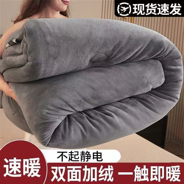 加厚牛奶绒保暖冬被子双面绒被芯冬季单人保暖双人被漫步人生棉被