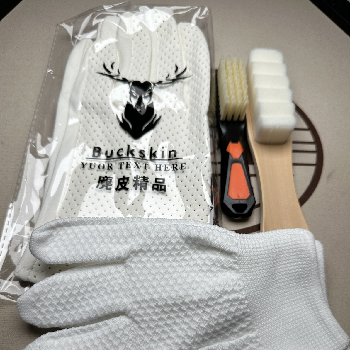 麂皮手套玉竹雕刻万毛刷菠萝纹手套金麦芒硬毛刷