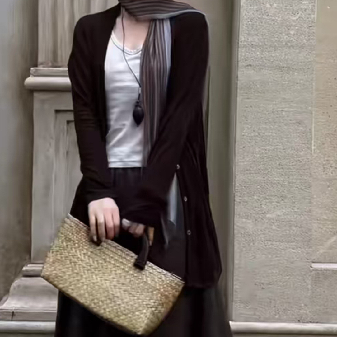 新款慵懒风宽松开衫气质休闲百搭半身裙