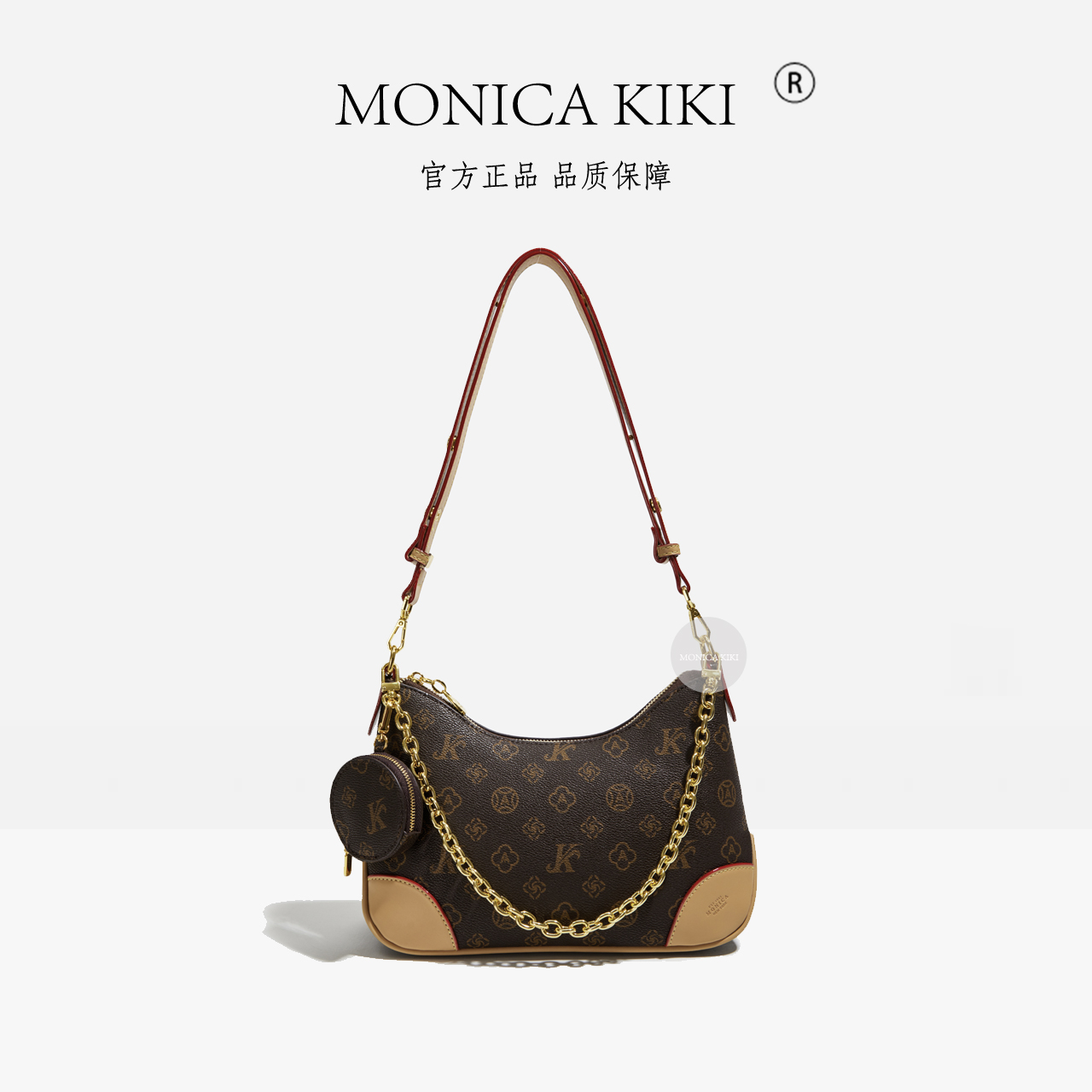 MONICA KIKI/莫妮卡奇奇经典时尚复古百搭单肩斜挎包988杏