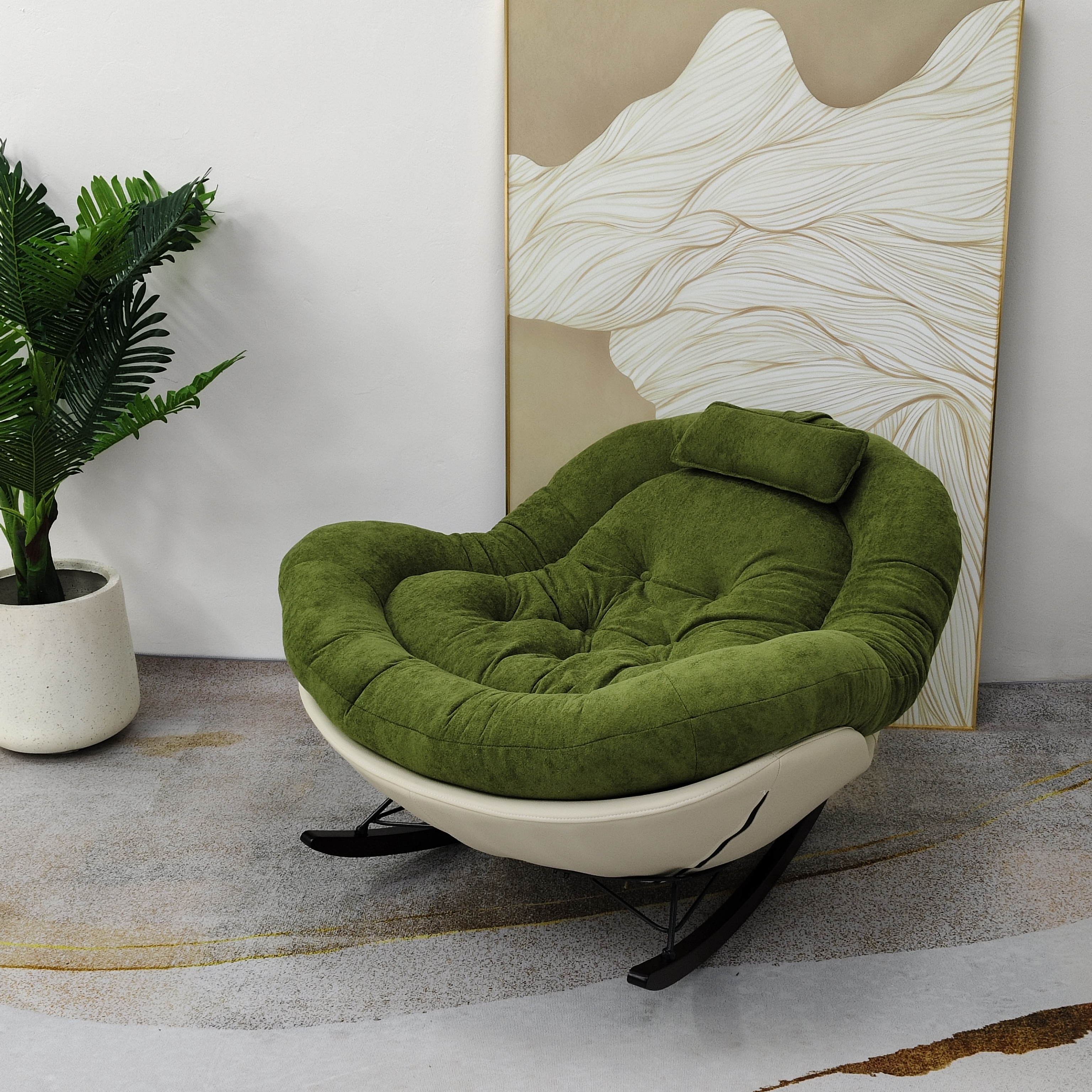 雪梨椅躺椅家用阳台休闲单人沙发椅客厅轻奢真皮单人位沙发奶油风