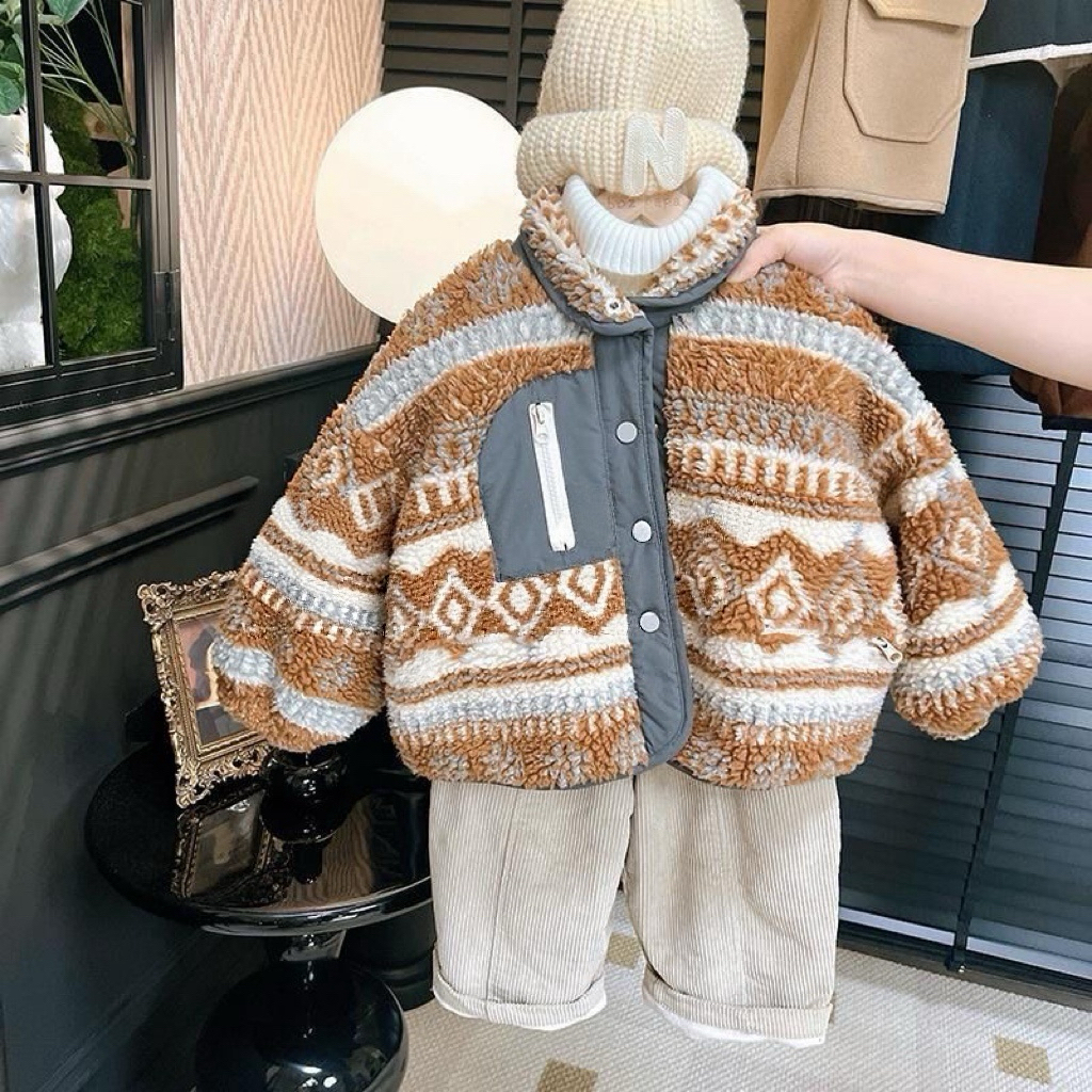 男女童外套2025年秋冬装新款加绒加厚宝宝冬装羊羔毛洋气儿童棉衣