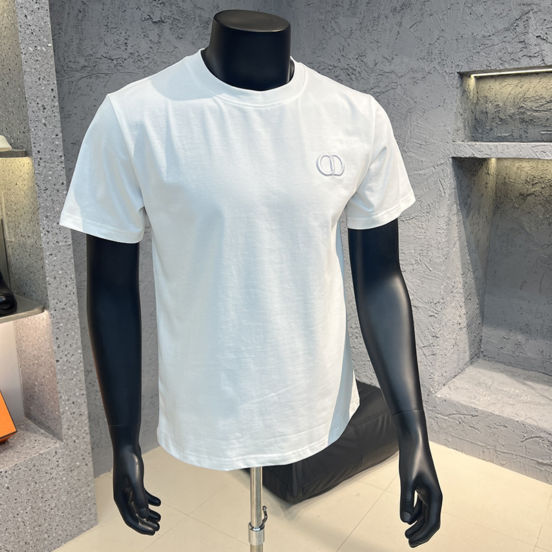 【100新疆长绒棉】230克2025春夏新款男士圆领T恤半袖小标简约刺绣