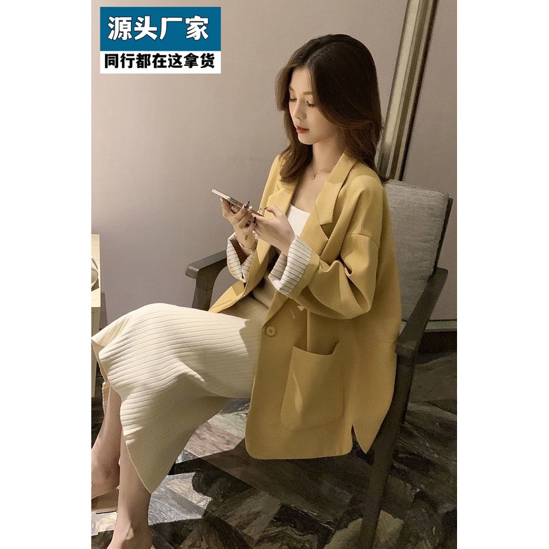 梵乐芬小西装女2025春秋中长款韩版爆款西服宽松休闲百搭网红外套