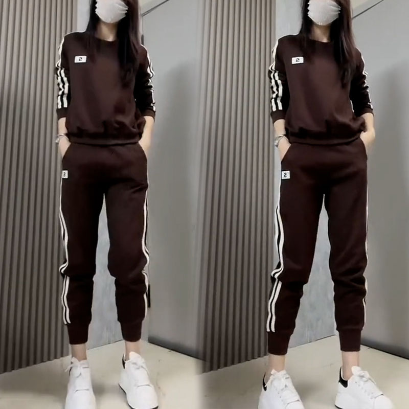 高含棉经典运动服套装女2025年早秋时尚气质长袖卫衣束脚裤两件套